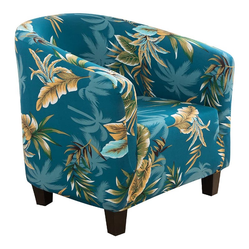 SearchI Club Chair Slipcover Stretch Barrel Chair Covers Printed Tub Chair Slipcovers Spandex Armchair Sofa Cover Removable Couch Furniture Protector Arm Chair Cover for Living Room(Floral Pint 1) - Image 1